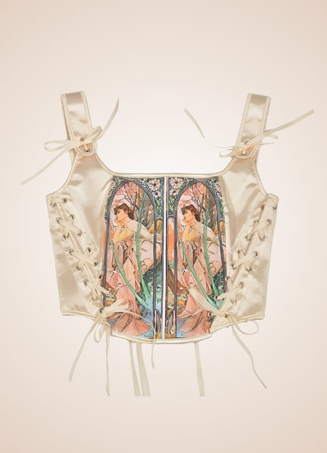 Beige Steampunk Medieval Lace Corset - Steampunk Australia