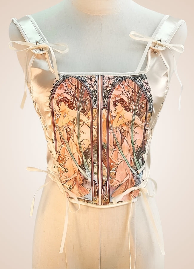 Beige Steampunk Medieval Lace Corset - Steampunk Australia