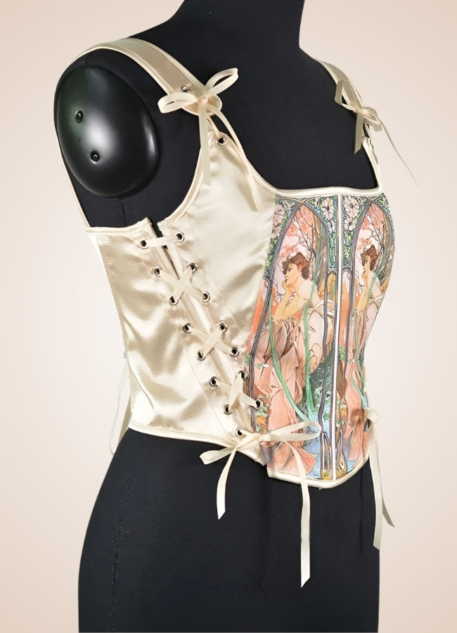 Beige Steampunk Medieval Lace Corset - Steampunk Australia