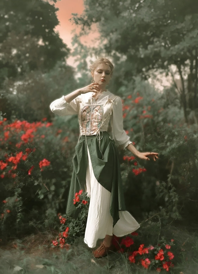 Beige Steampunk Medieval Lace Corset - Steampunk Australia