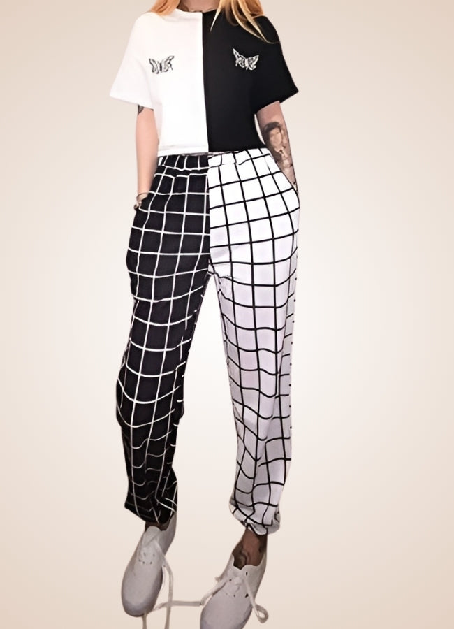 Black And White Steampunk Jogger Pants - Steampunk Australia