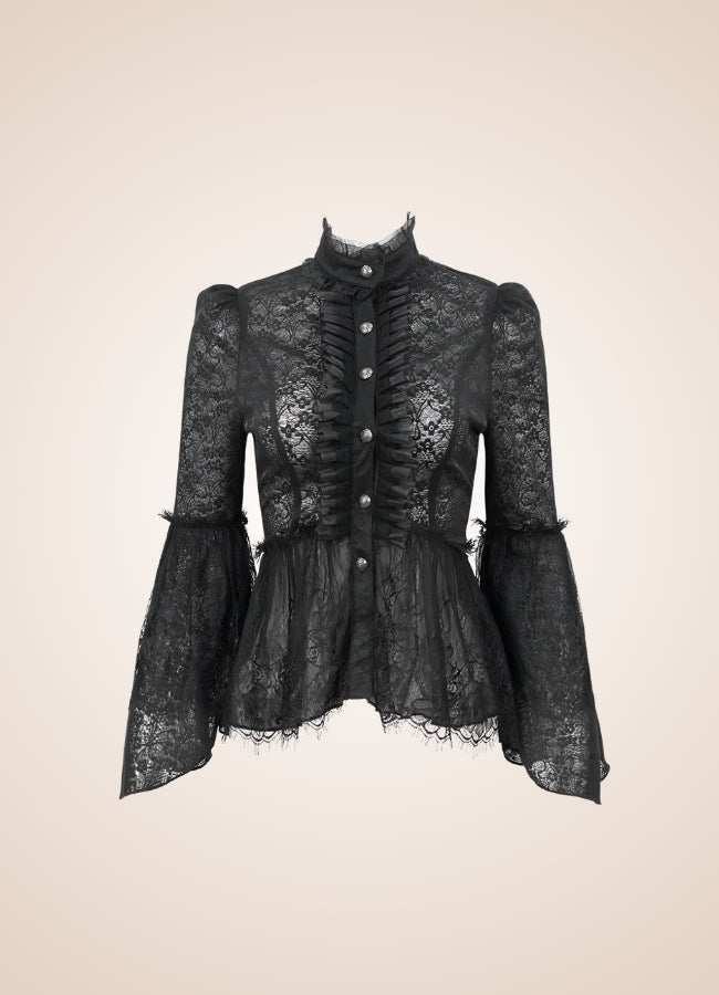 Black Gothic Long Sleeve Shirt - Steampunk Australia