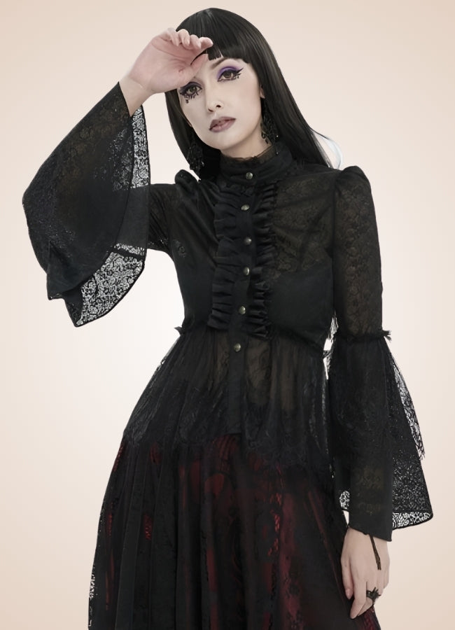 Black Gothic Long Sleeve Shirt - Steampunk Australia