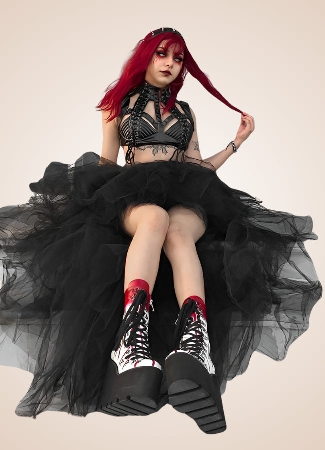 Black Gothic Mesh Skirt - Steampunk Australia
