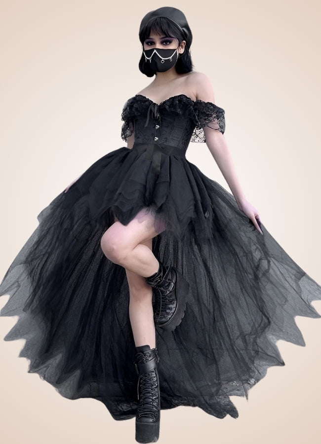 Black Gothic Mesh Skirt - Steampunk Australia