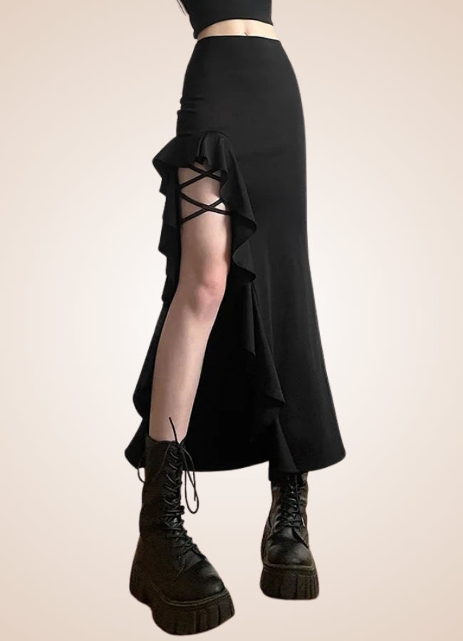 Black Gothic Skirt - Steampunk Australia