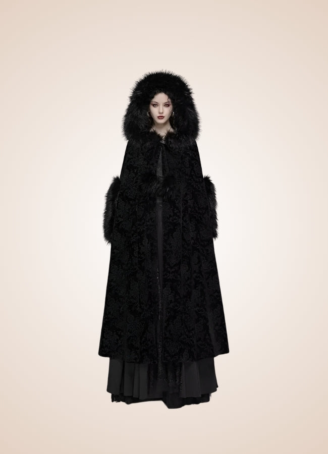 Black Gothic Women's Hooded Coat - Steampunk Australia