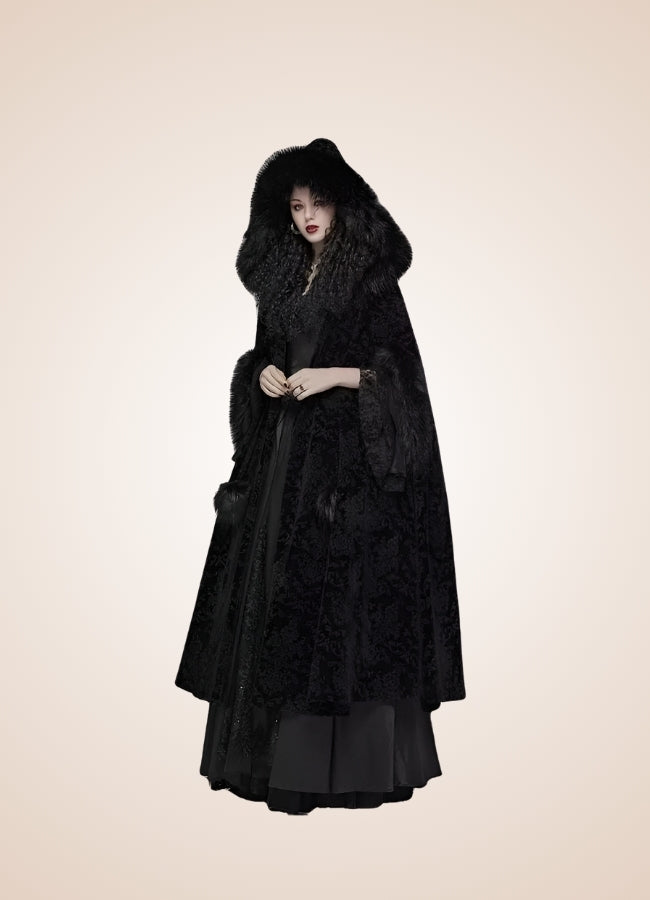 Black Gothic Women's Hooded Coat - Steampunk Australia