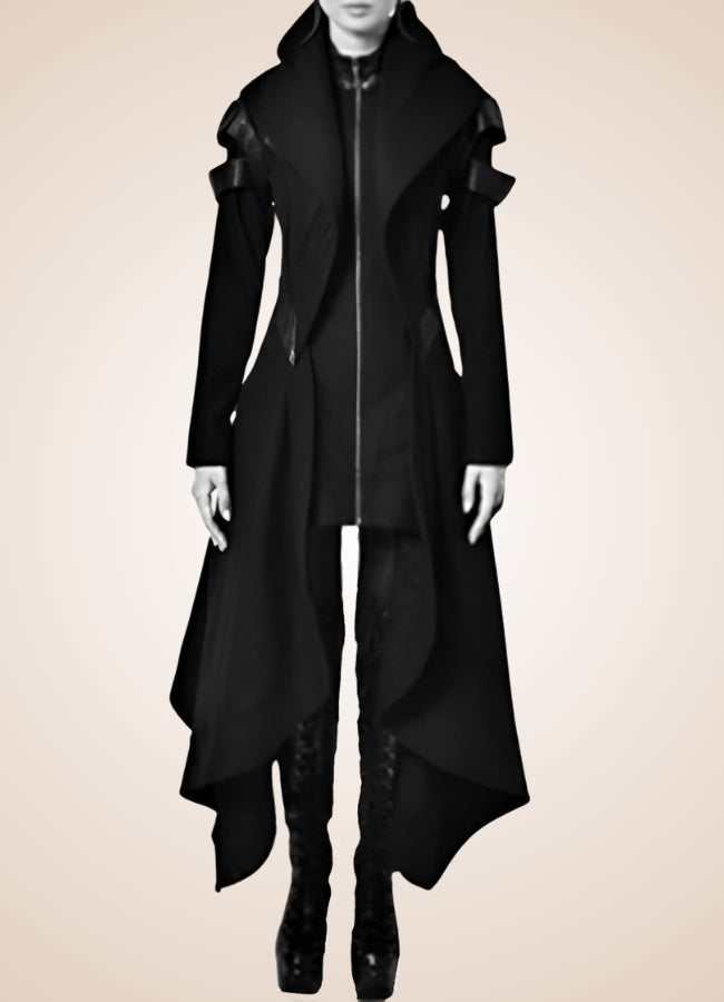 Black Gothic Women's Long Coat - Steampunk Australia