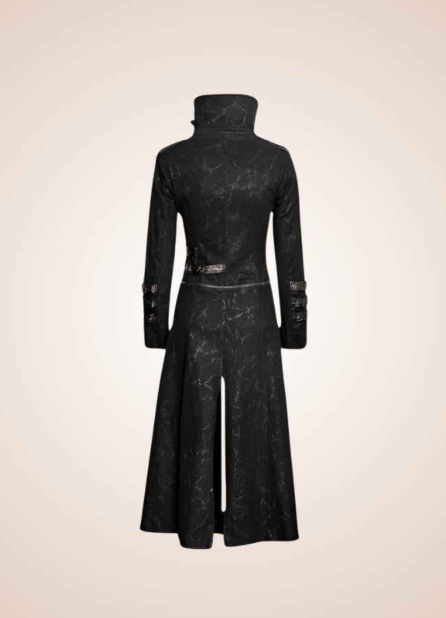 Black High Collar Trench Coat - Steampunk Australia