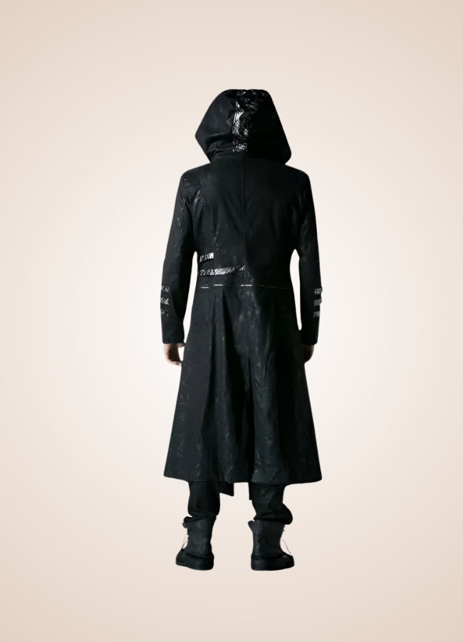 Black High Collar Trench Coat - Steampunk Australia