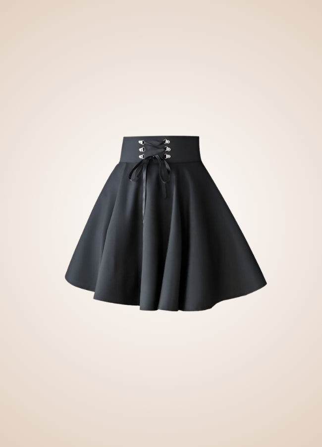 Black Lace Up Gothic Skirt - Steampunk Australia