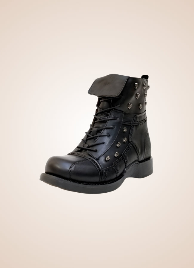 Black Leather Motorcycle Boots - Steampunk Australia