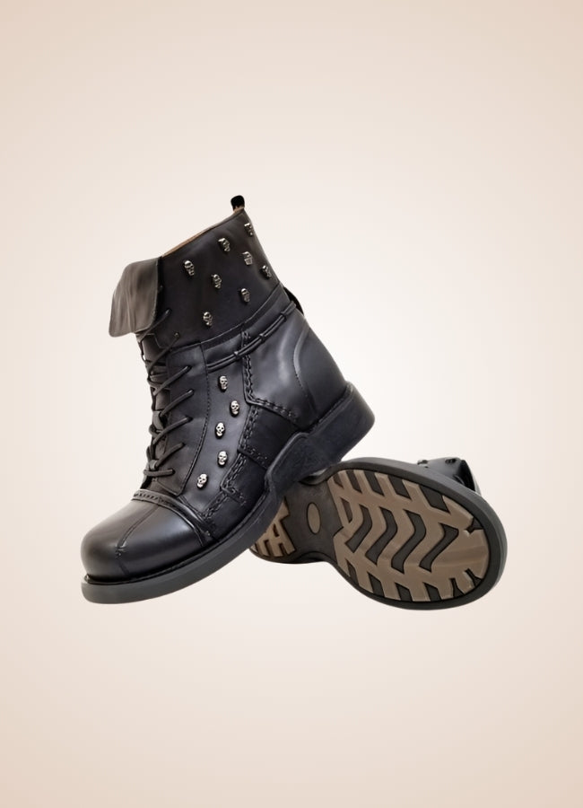 Black Leather Motorcycle Boots - Steampunk Australia