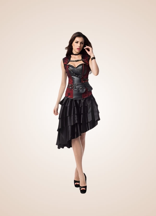 Black Red Steampunk Corset Dress - Steampunk Australia