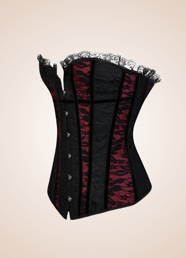 Black Red Steampunk Overbust Corset - Steampunk Australia