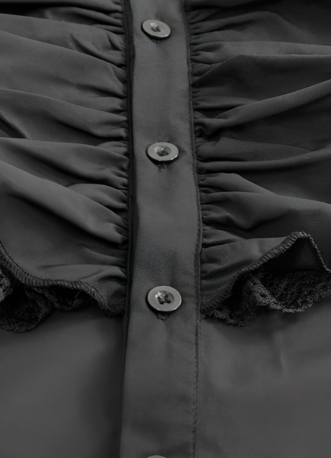 Black Ruffled Medieval Shirt - Steampunk Australia