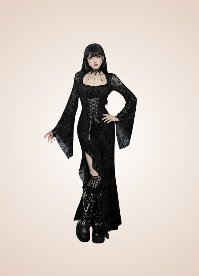 Black Steampunk Collar Corset Dress - Steampunk Australia