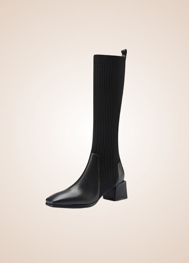 Black Steampunk Knee High Knit Boots - Steampunk Australia