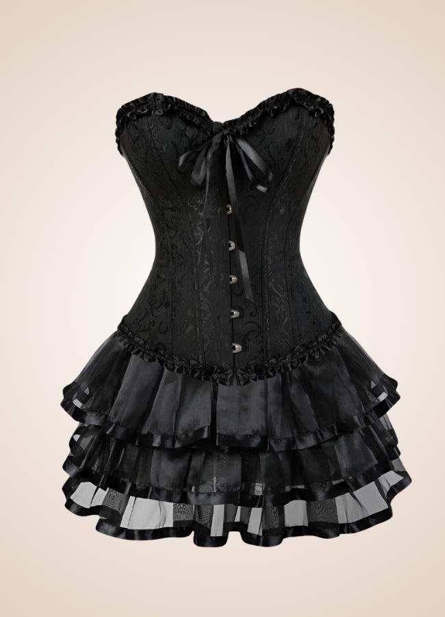 Black Steampunk Overbust Corset Dress - Steampunk Australia