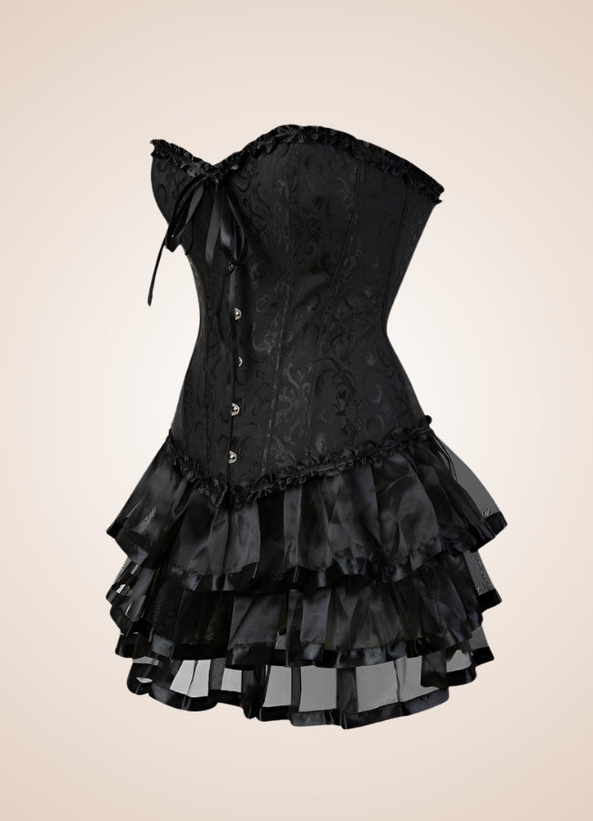 Black Steampunk Overbust Corset Dress - Steampunk Australia