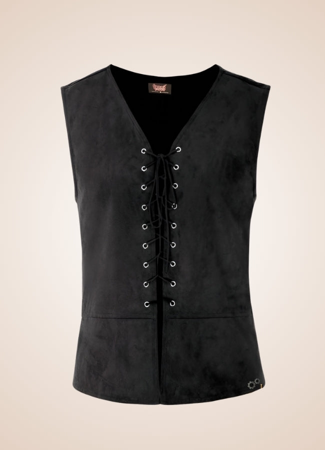 Black Suede Steampunk Flak Jacket Vest - Steampunk Australia
