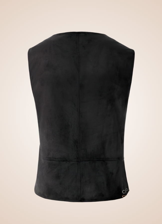 Black Suede Steampunk Flak Jacket Vest - Steampunk Australia