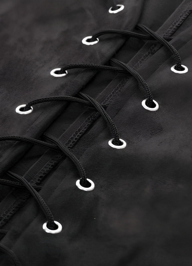 Black Suede Steampunk Flak Jacket Vest - Steampunk Australia