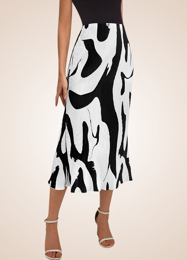 Black White Long Midi Skirt - Steampunk Australia