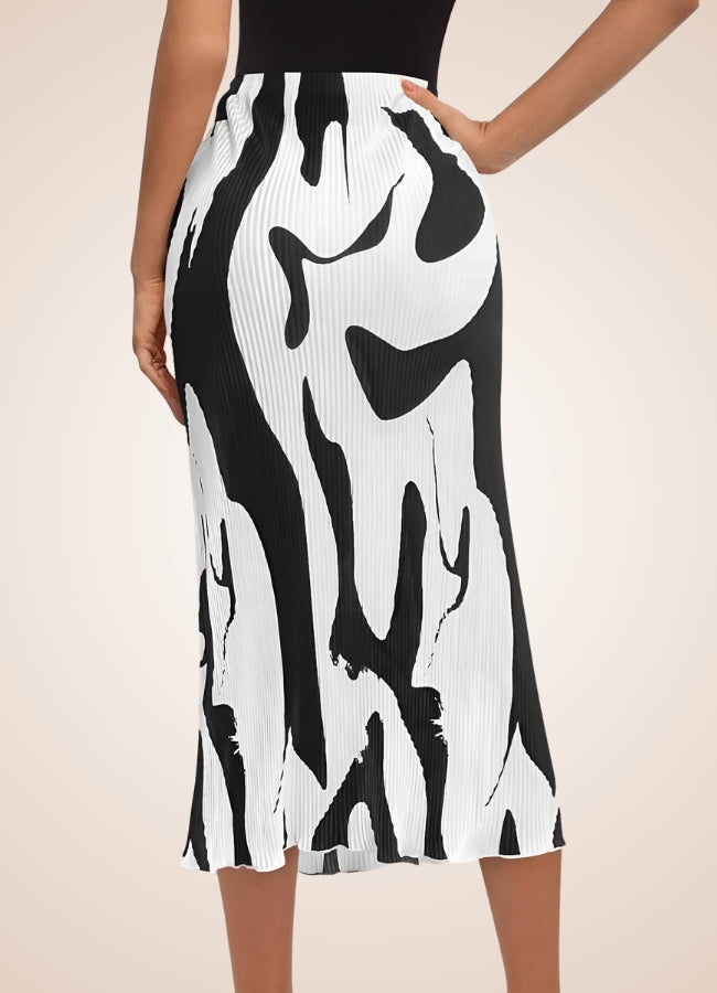 Black White Long Midi Skirt - Steampunk Australia
