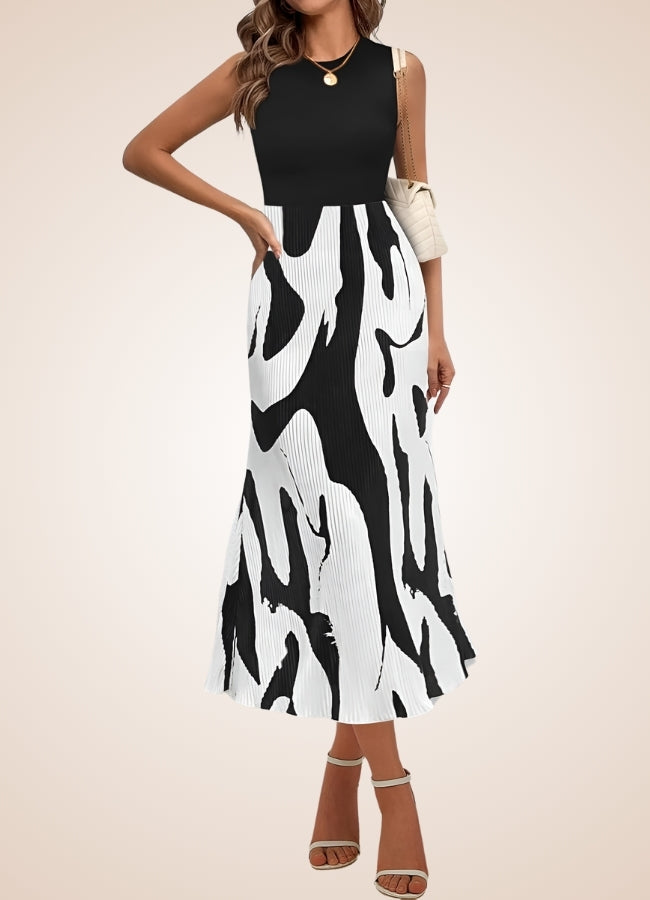 Black White Long Midi Skirt - Steampunk Australia