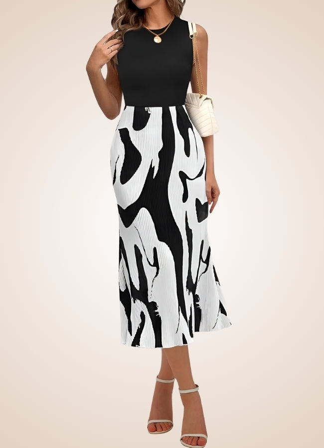 Black White Long Midi Skirt - Steampunk Australia