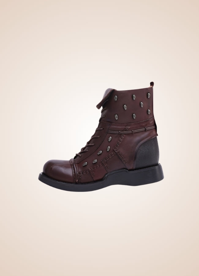 Brown Leather Motorcycle Boots - Steampunk Australia