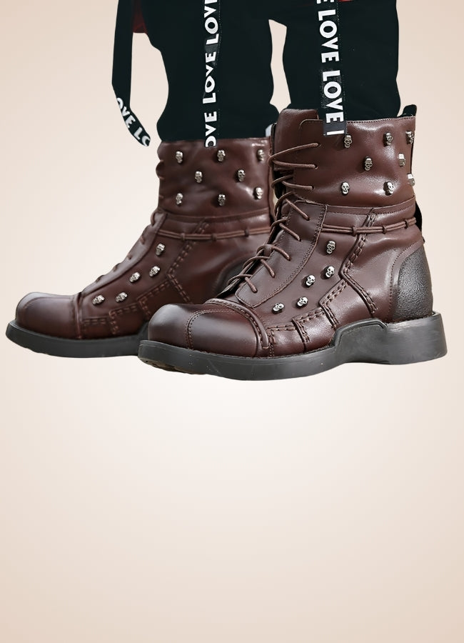Brown Leather Motorcycle Boots - Steampunk Australia