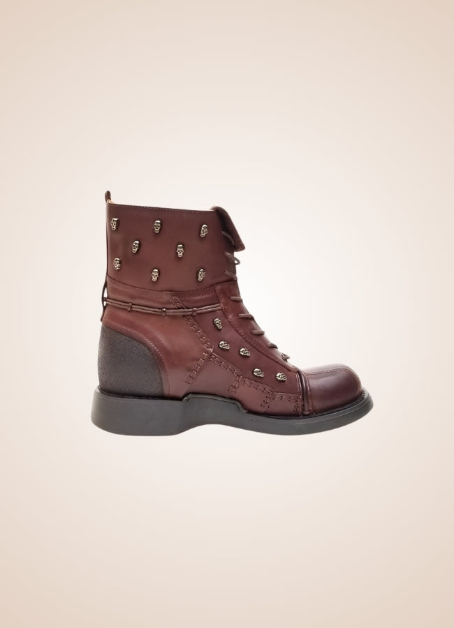 Brown Leather Motorcycle Boots - Steampunk Australia