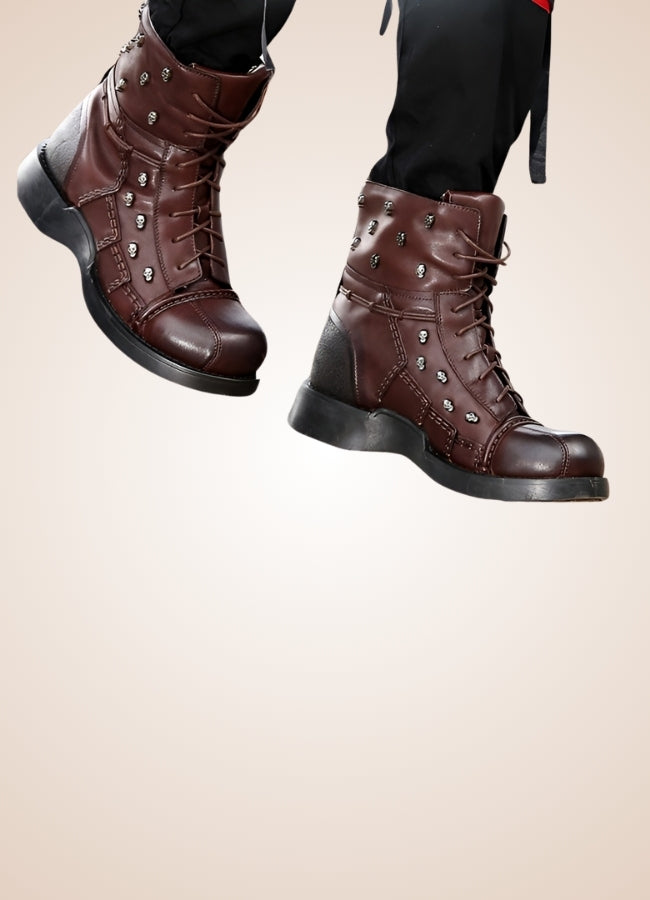 Brown Leather Motorcycle Boots - Steampunk Australia