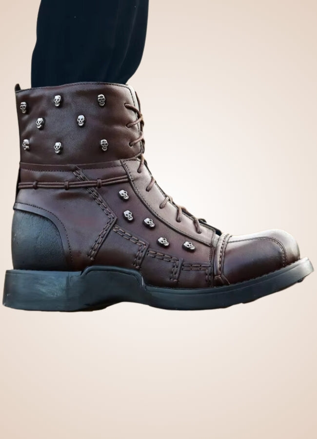 Brown Leather Motorcycle Boots - Steampunk Australia