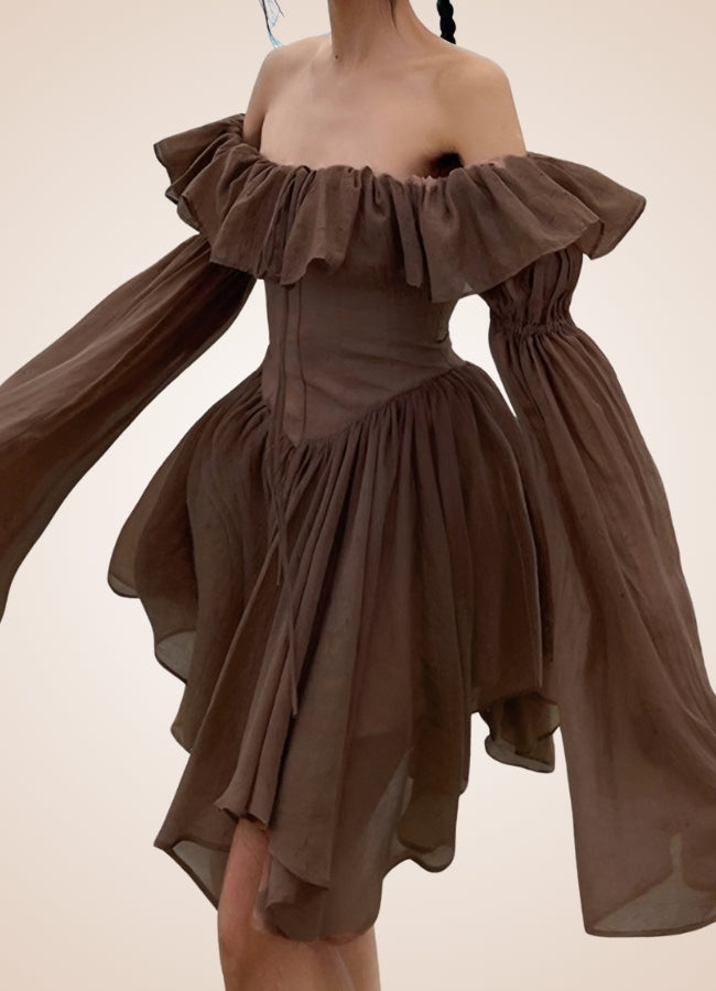 Brown Overbust Steampunk Corset Dress - Steampunk Australia