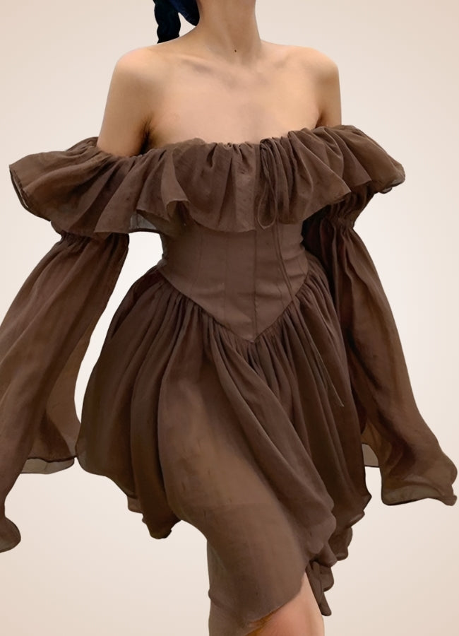 Brown Overbust Steampunk Corset Dress - Steampunk Australia
