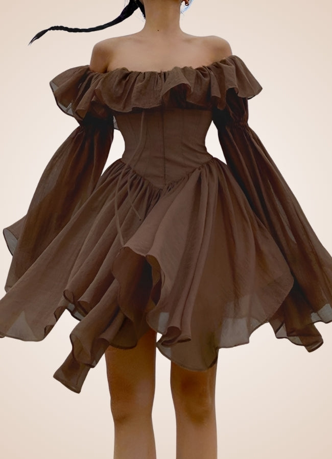 Brown Overbust Steampunk Corset Dress - Steampunk Australia