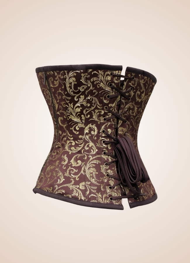 Brown Steampunk Brocade Corset - Steampunk Australia