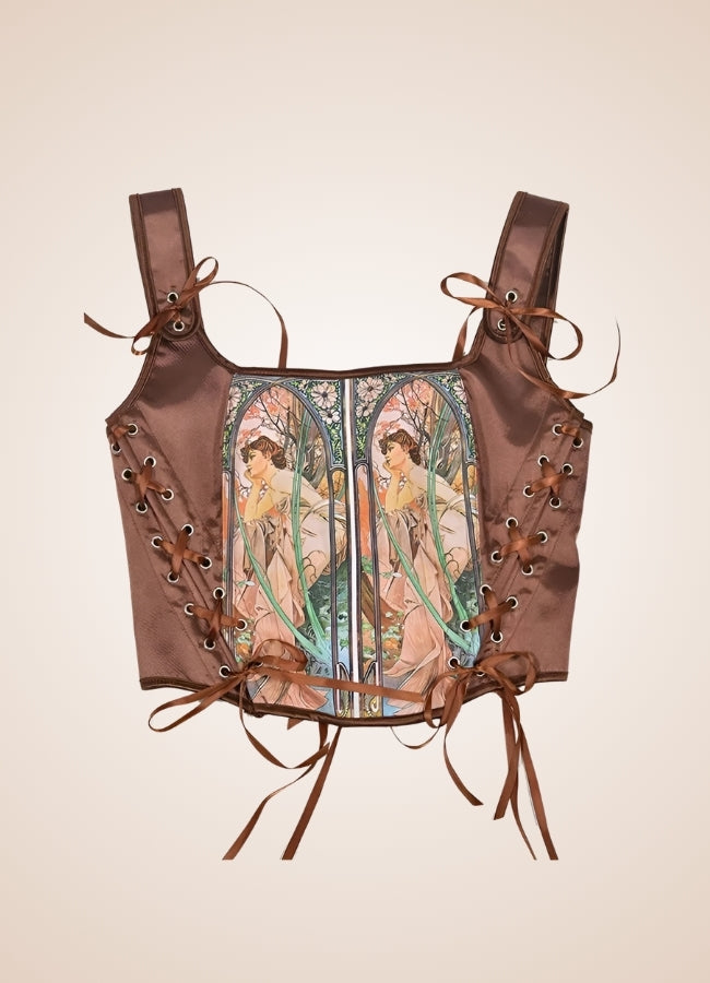 Brown Steampunk Medieval Lace Corset - Steampunk Australia