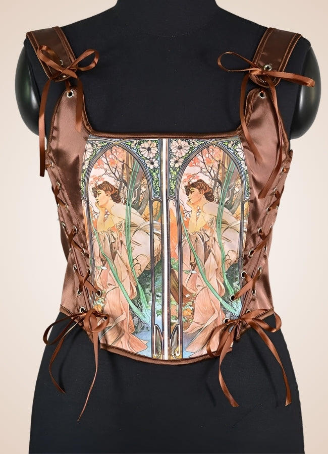 Brown Steampunk Medieval Lace Corset - Steampunk Australia