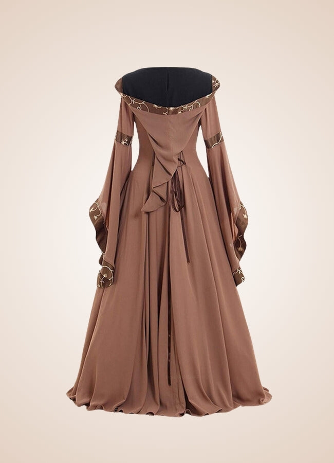 Brown Steampunk Medieval Long Dress - Steampunk Australia