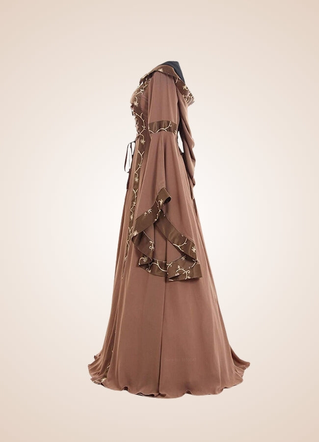 Brown Steampunk Medieval Long Dress - Steampunk Australia