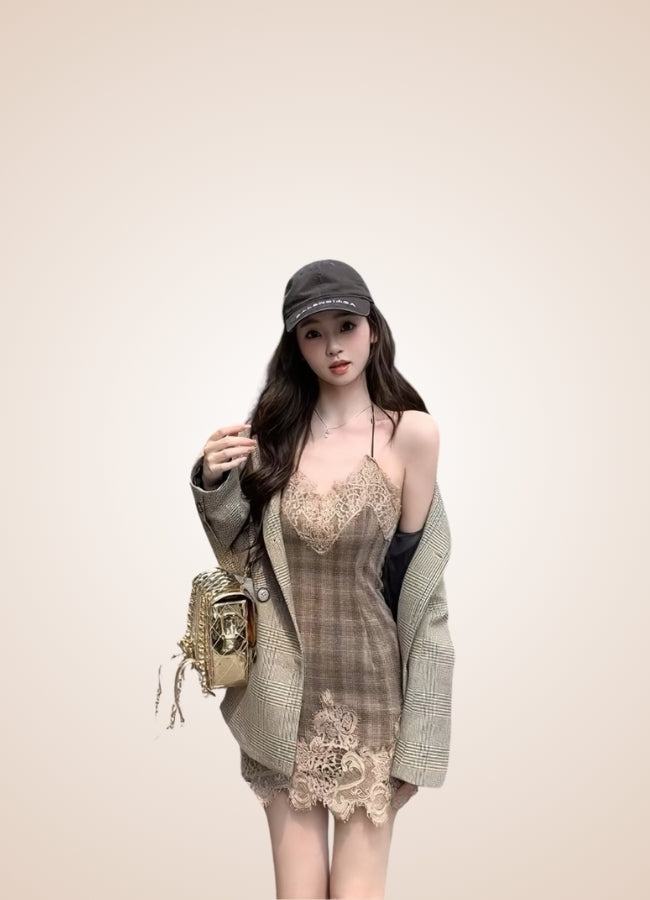 Brown Striped Steampunk Corset Dress - Steampunk Australia