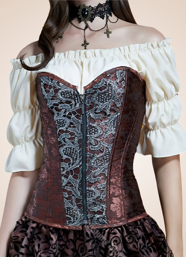 Brown Vintage Steampunk Bustier - Steampunk Australia