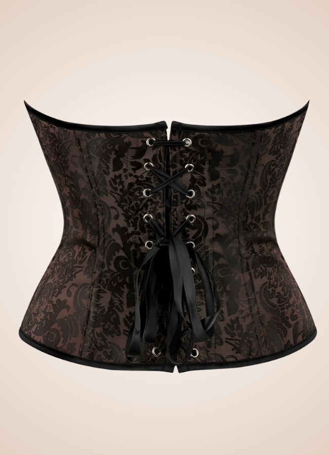 Dark Brown Paisley Pattern Corset - Steampunk Australia
