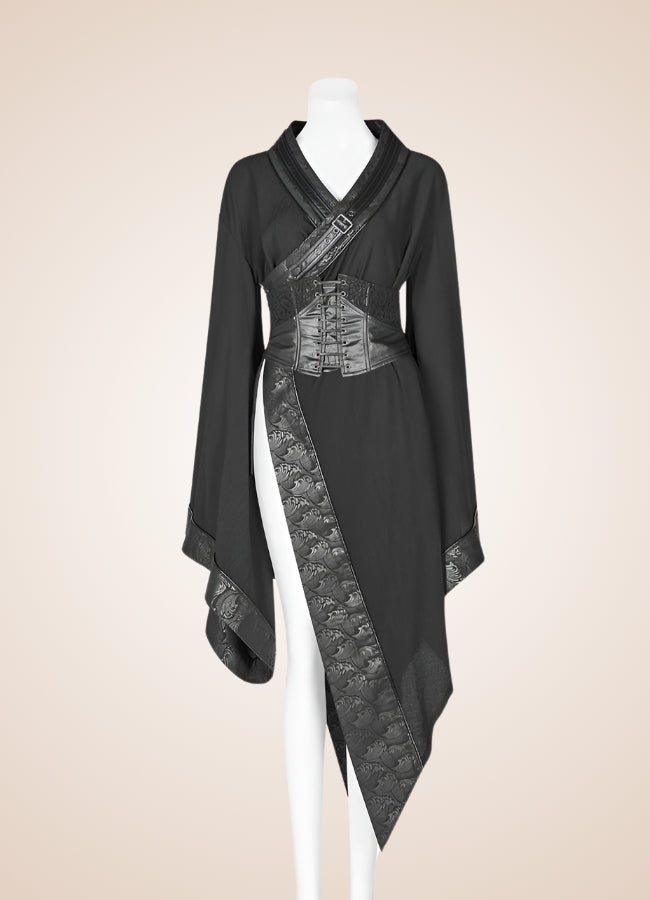 Dark Goth Punk Long Dress - Steampunk Australia