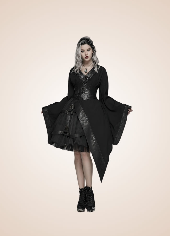 Dark Goth Punk Long Dress - Steampunk Australia